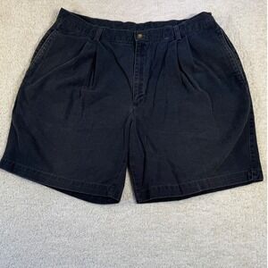 Savane Mens Pleated Relaxed Fit Shorts SZ 38 Navy Y2K Cotton Casual Chino Shorts